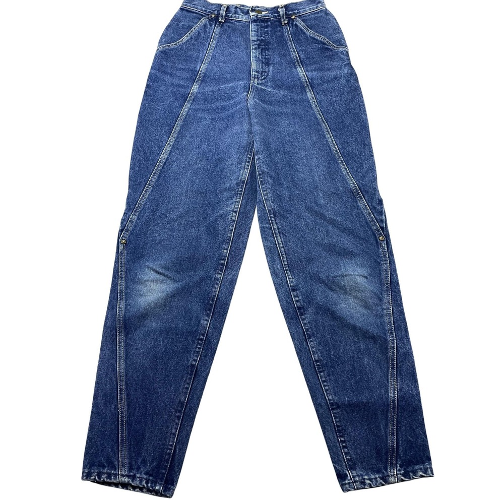 Vintage Lee Jeans Womens 11 Blue Medium Wash High Rise Tapered Denim 27x30 USA